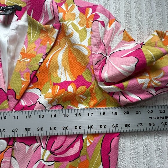 G Signature Women's Floral Print Button Front Embossed Blazer Multicolor 12 - Picture 6 of 7